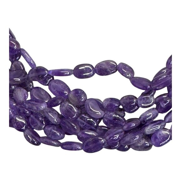 VTG Amethyst Multi Strand Silver Filigree Statement Necklace Intricate Metalwork - Picture 8 of 9